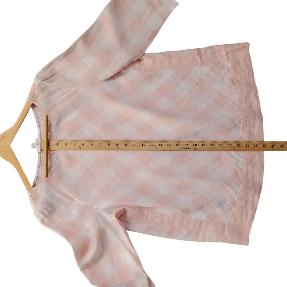 J. Jill Love Linen love linen Pastel Pink Checkerds Popover Tunic Size M - Picture 5 of 8